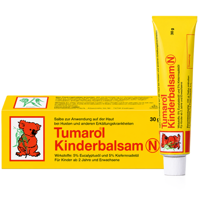 Faltschachtel und Tube des Tumarol Kinderbalsam N