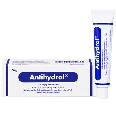 Faltschachtel und Tube der Antihydral Salbe